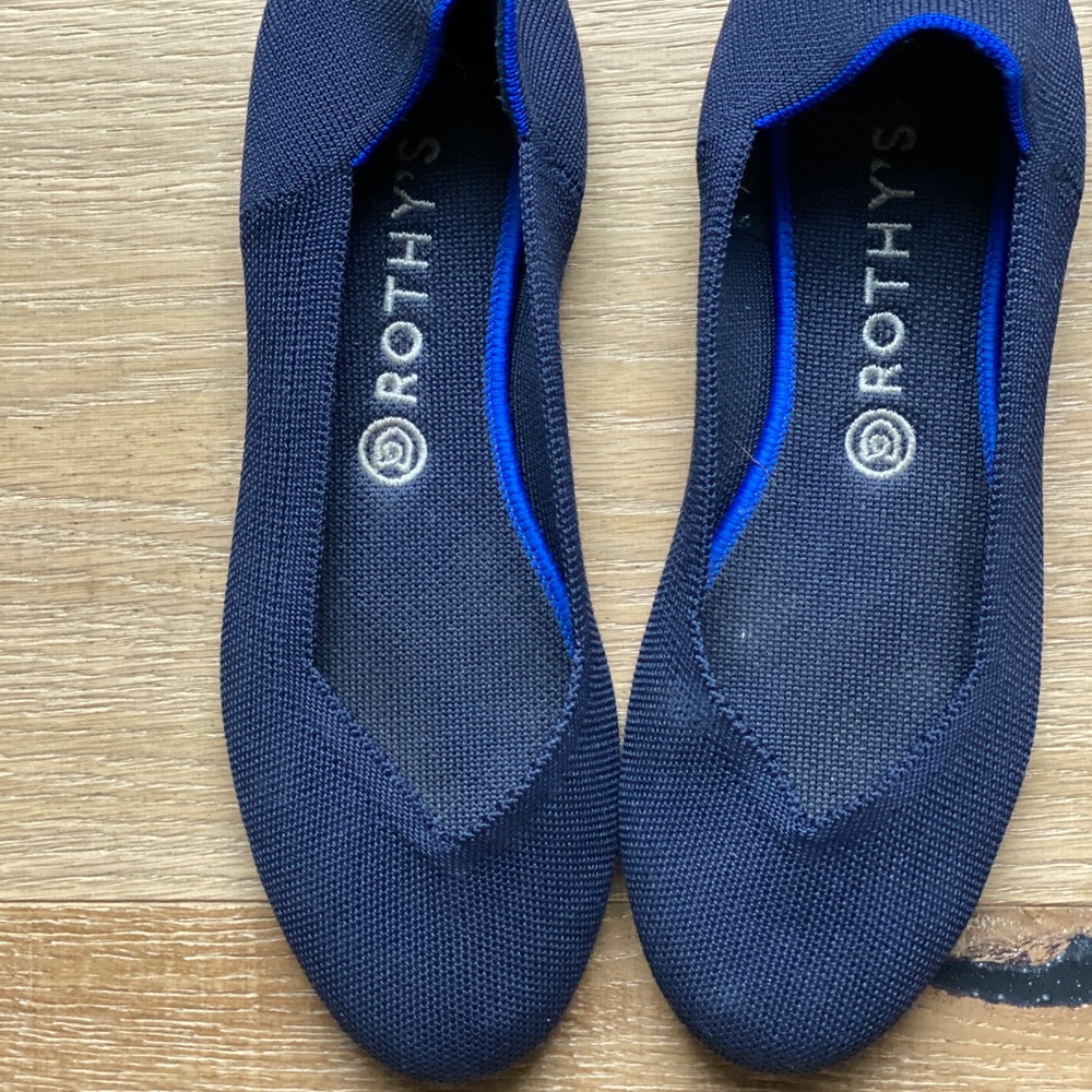 Gently worn ROTHYS maritime blue flats